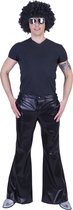 Funny Fashion - Jaren 80 & 90 Kostuum - Glanzend Zwarte Disco Godheid Broek Man - zwart - Maat 56-58 - Carnavalskleding - Verkleedkleding