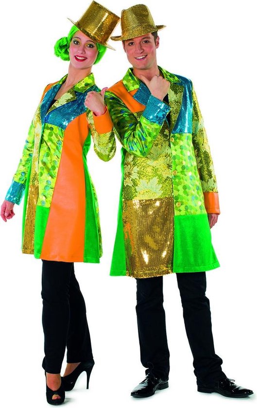 Wilbers & Wilbers - Dans & Entertainment Kostuum - Krankzinnig Drukke Showmantel Theater - multicolor - Maat 40 - Carnavalskleding - Verkleedkleding