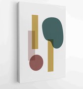 Canvas schilderij - Earth tone boho foliage line art drawing with abstract shape. Abstract Plant Art design for print, cover, wallpaper, Minimal and natural wall art. 3 -    – 1824