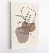 Canvas schilderij - Foliage line art drawing with abstract shape. Abstract Plant Art design for print, cover, wallpaper, Minimal and natural wall art. 3 -    – 1810924393 - 50*40 V