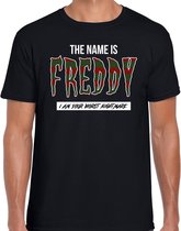 The name is Freddy halloween verkleed t-shirt zwart voor heren - horror shirt / kleding / kostuum L