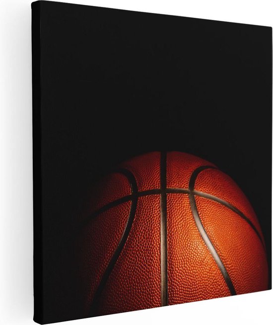 Artaza Toile Peinture Basketbal sur Fond Noir - 90x90 - Groot - Photo sur Toile - Impression sur Toile
