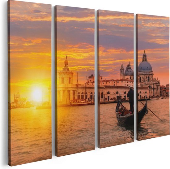 Artaza Tableau sur Toile Quadriptyque Gondole à Venetië devant la Basilique - 80x60 - Photo sur Toile - Impression sur Toile