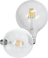 ECD Germany Pak van 20 LED Filament Bulb Globe E27 8W - Warm wit 2800K - 125mm - 816 lumen - AC 220-240V - vervangt 45W gloeilamp - Klassieke Vintage Retro - Balvorm Bulb Lamp