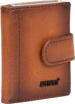 Justified Bags® Burned Leather Creditcard Holder Coinpocket + Box Cognac