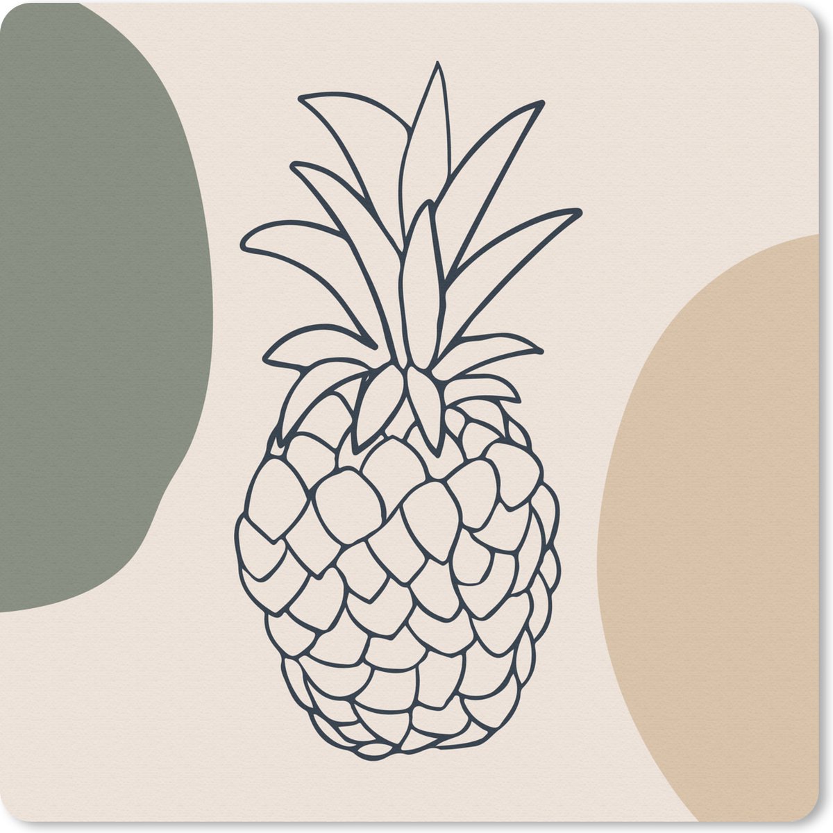 Muismat 20x20 cm - Mousepad Fruit - Pastel - Ananas - Muismatten