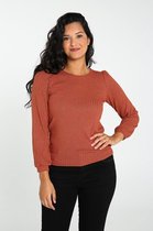 Cassis - Female - T-shirt in tricot met gebreid effect  - Roodbruin