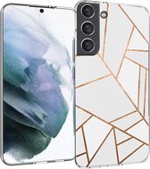 iMoshion Hoesje Geschikt voor Samsung Galaxy S22 Plus Hoesje Siliconen - iMoshion Design hoesje - Wit / White Graphic