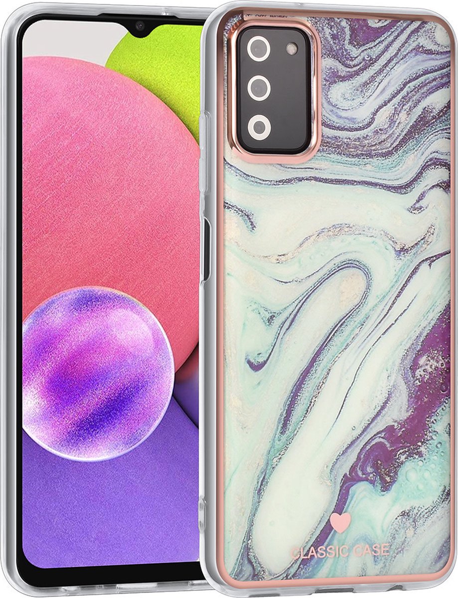 UNIQ Classic Case Samsung Galaxy A03s TPU Backcover hoesje - Marble Aquamarine