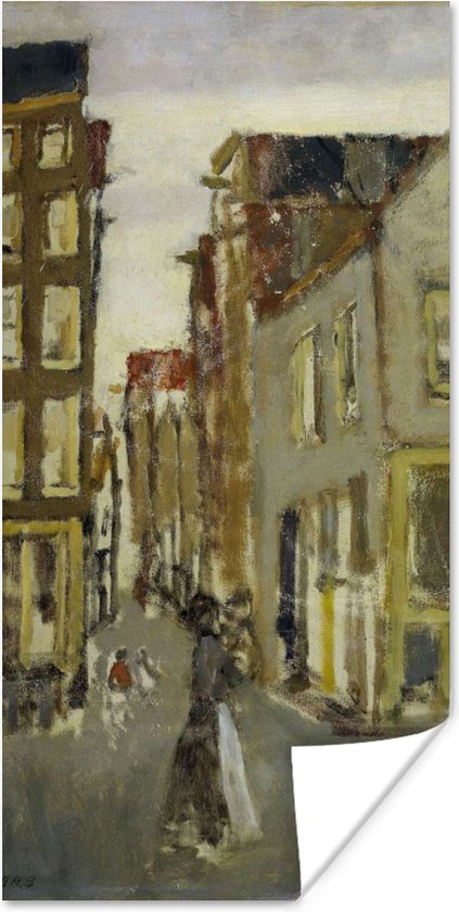 Poster De Lauriergracht bij de Tweede Laurierdwarsstraat - Schilderij van George Hendrik Breitner - 60x120 cm