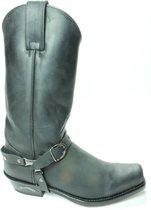 Sendra Boots 3091 Seta Zwart Dames Heren Biker Western Cowboy Laarzen Handgemaakt Vierkante Neus Leren Zool Schuine Hak Treklussen Echt Leer Maat 40