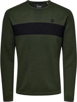 Only & Sons Trui Onshayden  Structur Crew Knit 22022237 Forest Night/black/ For Mannen Maat - XS
