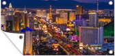 Schuttingposter Nacht - Las Vegas - Paars - 200x100 cm - Tuindoek