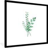 Photo encadrée - Cadre photo aquarelle illustration feuilles vertes noir avec passe partout blanc 40x40 40x40 cm - Affiche encadrée (Décoration murale salon / chambre)
