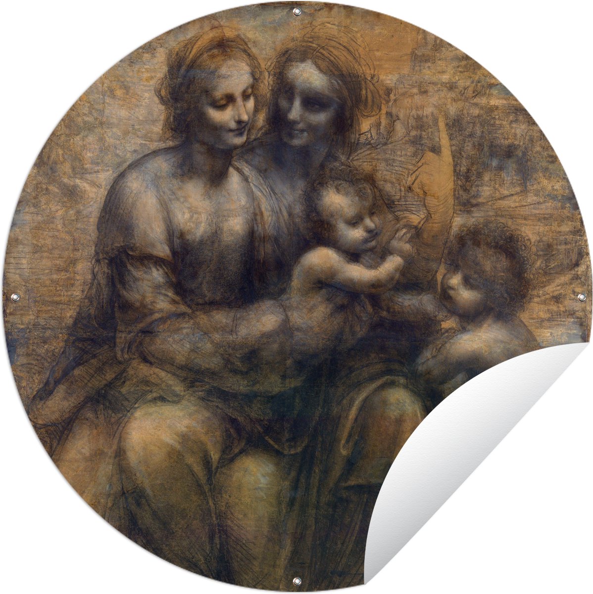 Tuincirkel Maria met kind en Sint-Anna - Leonardo da Vinci - 60x60 cm ...