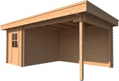 Blokhut met overkapping plat dak 200 x 300 + 350cm