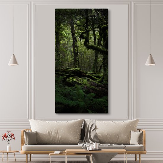 Canvas schilderij 80x160 cm - Wanddecoratie Donkere sprookjes jungle - Muurdecoratie woonkamer - Slaapkamer decoratie - Kamer accessoires - Schilderijen op canvas