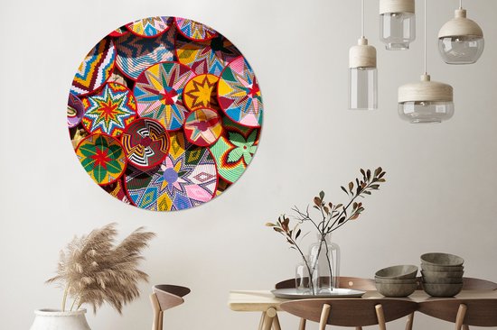 WallCircle - Tableau - Motifs Cercles Couleurs Fleurs - Multicolore - 150 X 150 Cm
