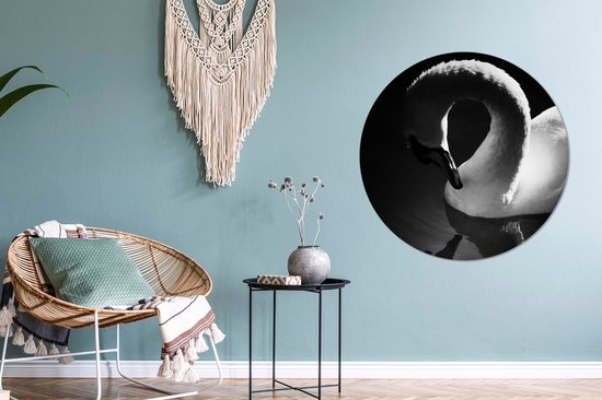 Cercle mural - Cercle mural - Cygne Witte dans l'eau réfléchissante - Aluminium - ⌀ 90 cm - Intérieur et Extérieur
