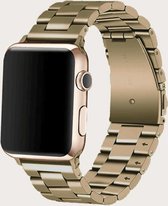 Luxe Metalen Armband Mat Goud Voor Apple Watch Series 1/2/3/4/5/6/7/SE - 42/44/45 mm Horloge Bandje - iWatch Schakel Polsband Strap RVS - Stainless Steel Watch Band - Mat Goud