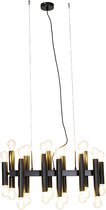 QAZQA facil - Art Deco Hanglamp eettafel - 24 lichts - L 70 cm - Zwart -  Woonkamer
