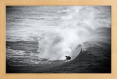 JUNIQE - Poster met houten lijst Indonesia Surf -13x18 /Wit & Zwart