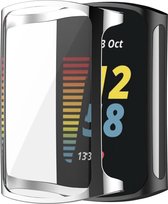 YONO Full Cover Bumper geschikt voor Fitbit Charge 5 / 6 - Siliconen Case Screen Protector Hoesje - Zilver