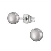 Aramat jewels ® - Bolletjes oorstekers bolletje zilverkleurig staal 4mm