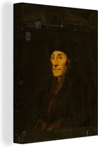 Canvas Schilderij Portret van Desiderius Erasmus - Schilderij van Hans Holbein de Jonge - 90x120 cm - Wanddecoratie
