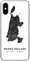 Geschikt voor iPhone X hoesje - Noord-Holland - Wegenkaart Nederland - Zwart - Siliconen Telefoonhoesje