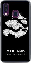 Geschikt voor Samsung Galaxy A40 hoesje - Zeeland - Wegenkaart Nederland - Zwart - Siliconen Telefoonhoesje