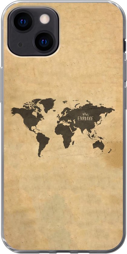 Coque iPhone 13 - Wereldkaart - Vintage - Explorer - Siliconen | bol.com