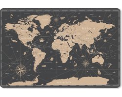 Bureau onderlegger 60x40 cm - Muismat Kaart - Wereld - Bruin - Bureaulegger xl - Desk mat beschermer - Computer muismatten