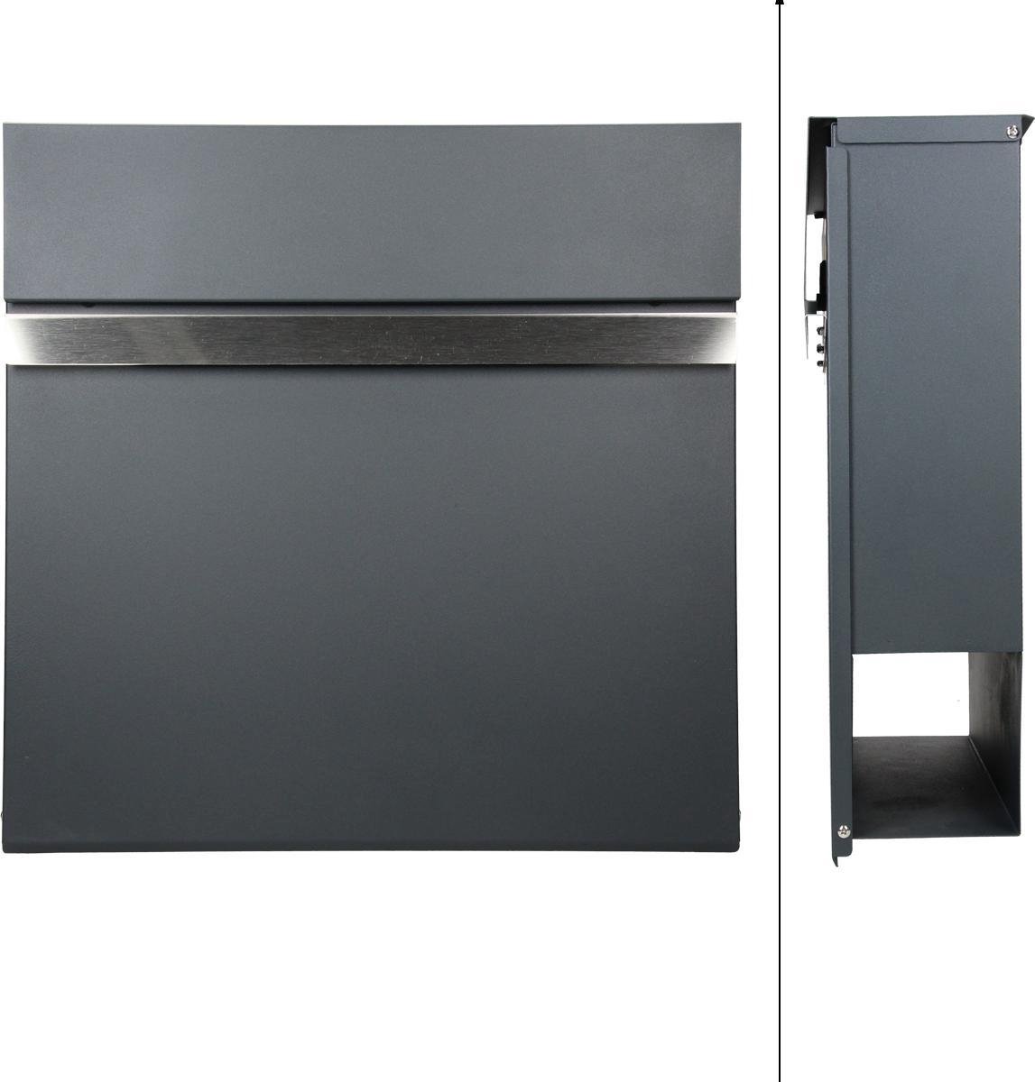 SCHARTEC® Brievenbus hout design & antraciet met krantenvak modern & groot wandbrievenbus brievenbus
