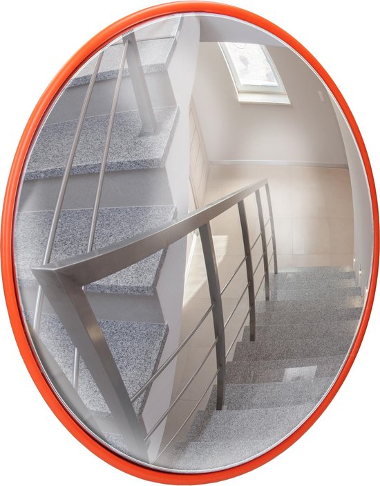 Miroir de circulation rouge, Ø 45 cm, avec support rotatif, en plastique et cadre en polypropylène et acier