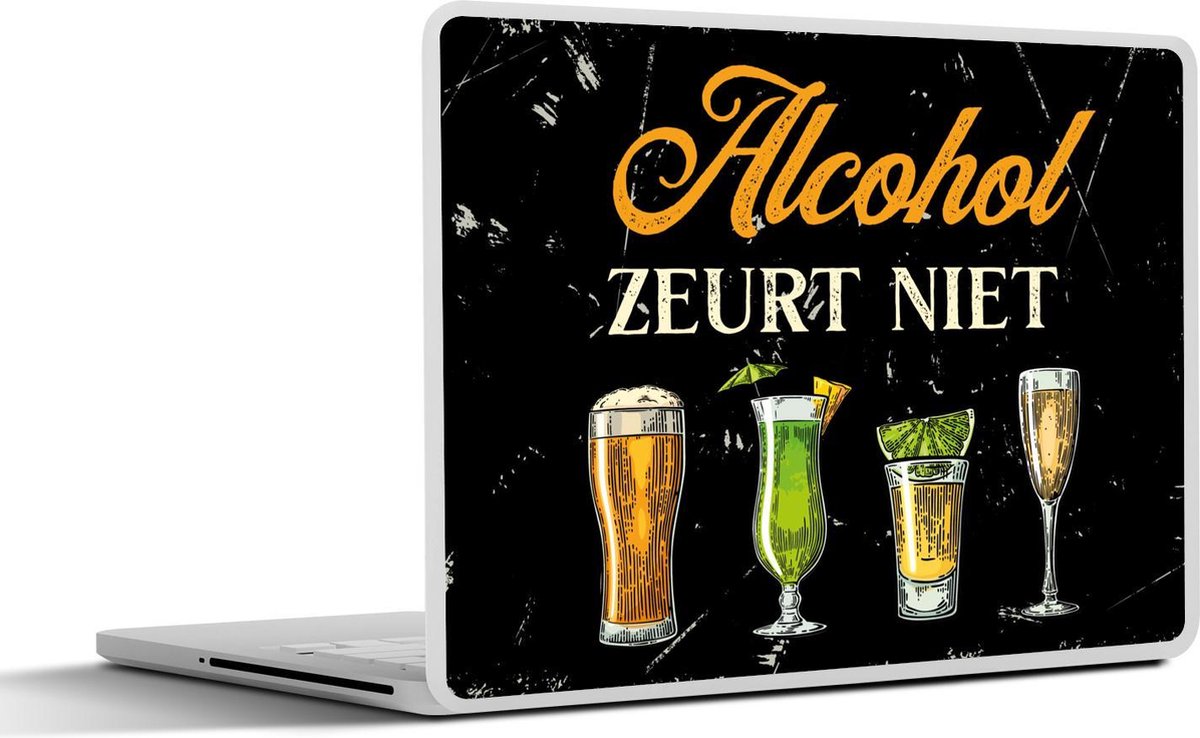 Laptop sticker - 13.3 inch - Alcohol - Glazen - Tekst - 31x22,5cm - Laptopstickers - Laptop skin - Cover - Cadeau voor vrouw - Cadeau voor man
