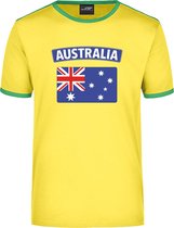 Australia geel/groen ringer t-shirt Australie met vlag - heren - Australische landen shirt - supporter kleding XL