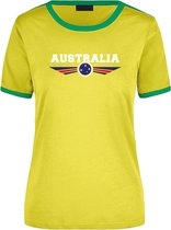 Australia geel/groen ringer landen t-shirt logo met vlag Australie - dames - landen shirt - supporter kleding / EK/WK S