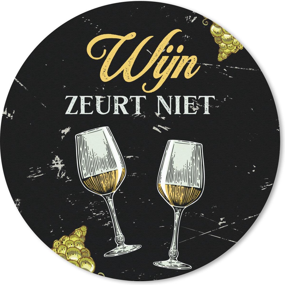 Muismat rond 20x20 cm - Mousepad Wijn - Wijnglazen - Quote - Ronde muismatten - Cadeau voor vrouw