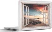 Laptop sticker - 12.3 inch - Doorkijk - Strand - Zee - 30x22cm - Laptopstickers - Laptop skin - Cover