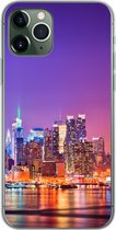 Telefoonhoesje Geschikt voor iPhone 11 Pro hoesje - New York - Skyline - Paars - Siliconen Telefoonhoesje