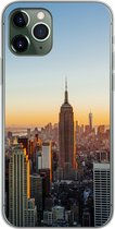 Telefoonhoesje Geschikt voor iPhone 11 Pro hoesje - New York - Skyline - Zonsondergang - Siliconen Telefoonhoesje