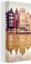 Canvas Schilderij Amsterdam - Huis - Reflectie - 40x80 cm - Wanddecoratie