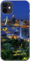 Geschikt voor iPhone 12 mini hoesje - Rotterdam - Nederland - Skyline - Siliconen Telefoonhoesje