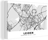 Canvas Schilderij Stadskaart - Leiden - Nederland - 120x80 cm - Wanddecoratie