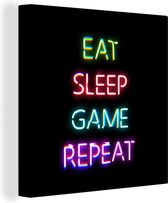 Canvas - Gaming poster - Gamen - Led - Neon - Verlichting - Game - Canvas schilderij - Kamer decoratie - 20x20 cm - Gaming room - Game Kamer