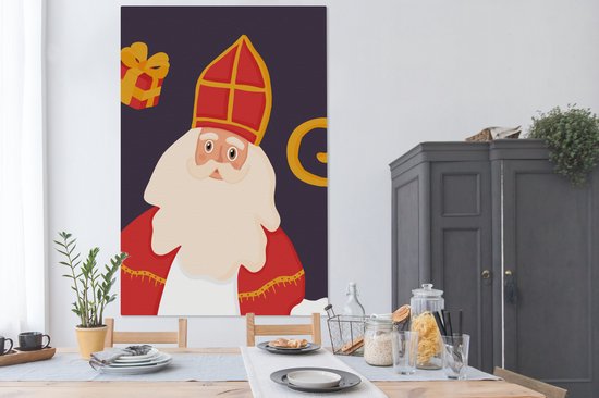 Tableau sur toile Sinterklaas - Personnel - Saint - Enfants - Garçons - Filles - Kids - 120x180 cm - Décoration murale XXL