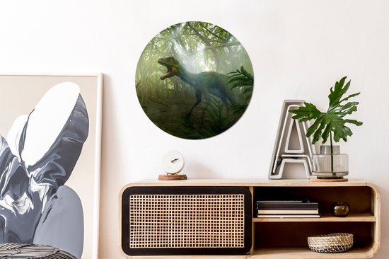 WallCircle - Cercle Mural - Cercle Mural - Dinosaurus - Jungle - Plantes - Aluminium - Dibond - 60x60 cm - Intérieur et Extérieur