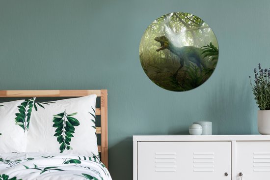 WallCircle - Cercle Mural - Cercle Mural - Dinosaurus - Jungle - Plantes - Aluminium - Dibond - 60x60 cm - Intérieur et Extérieur