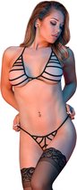 Strappy Bra & G-Set - Black - Maat L/X